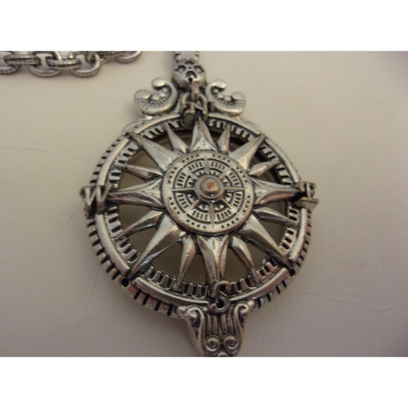 Patricia Nash Silver Metal Necklace Compass Design 20.25" Long - Picture 3 of 8